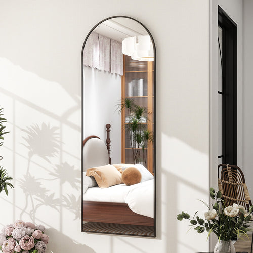 Anyrose 59"x16.3" Arched Full Length Floor Mirror Wall-Mounted Leaning Mirror, Black