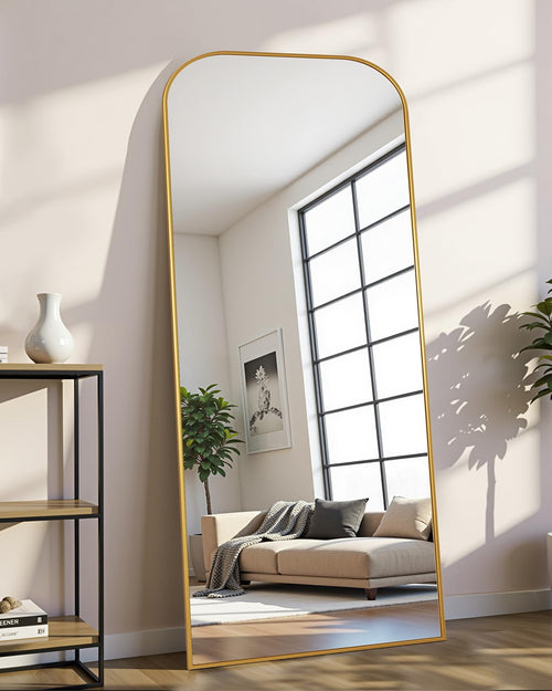 Antok 58"x21.1" Floor Mirror, Arched Full Body Standing Mirror for Bedroom & Living Room, Gold